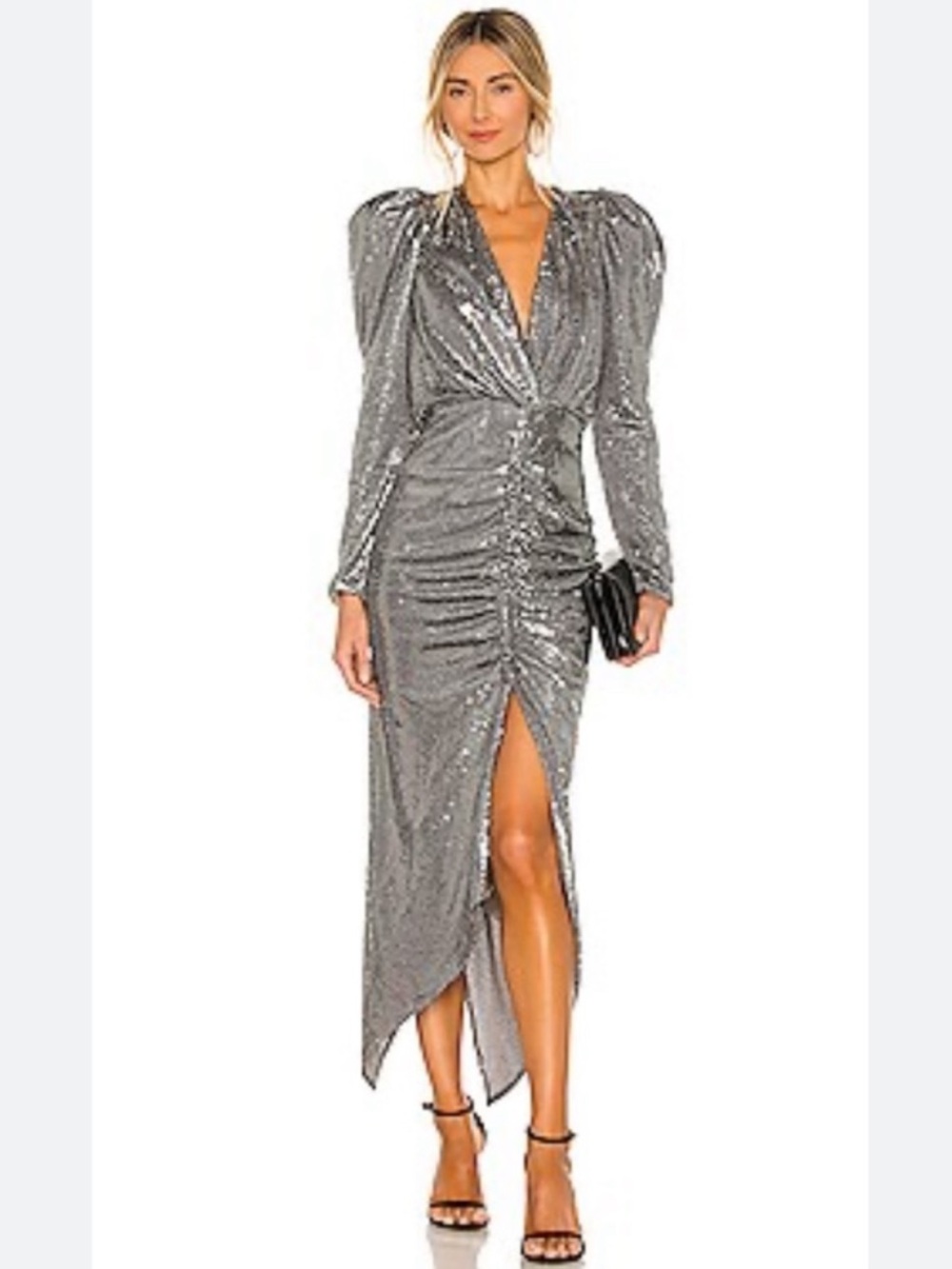 RONNY KOBO Revolve Astrid Long Sleeve Sequin Dress NEW Size M Metallic